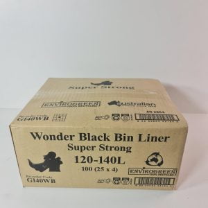 Black 120-140L Bin Liner Super Strong 100ctn